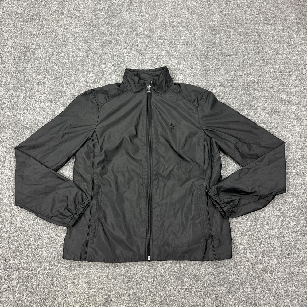 Ralph Lauren Golf Jacket Womens XS Black Full Zip Lightweight Lined Windbreaker
